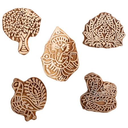 Set of 5 Piece New Mix Wooden Printing Block